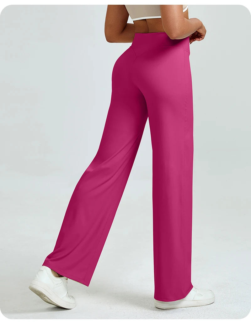 High Waisted Straight Leg Yoga Pants for Women, Naked Feeling Butt Lifting Loose Fit Workout Trousers, Slimming Gym Pants Beauty World Shop