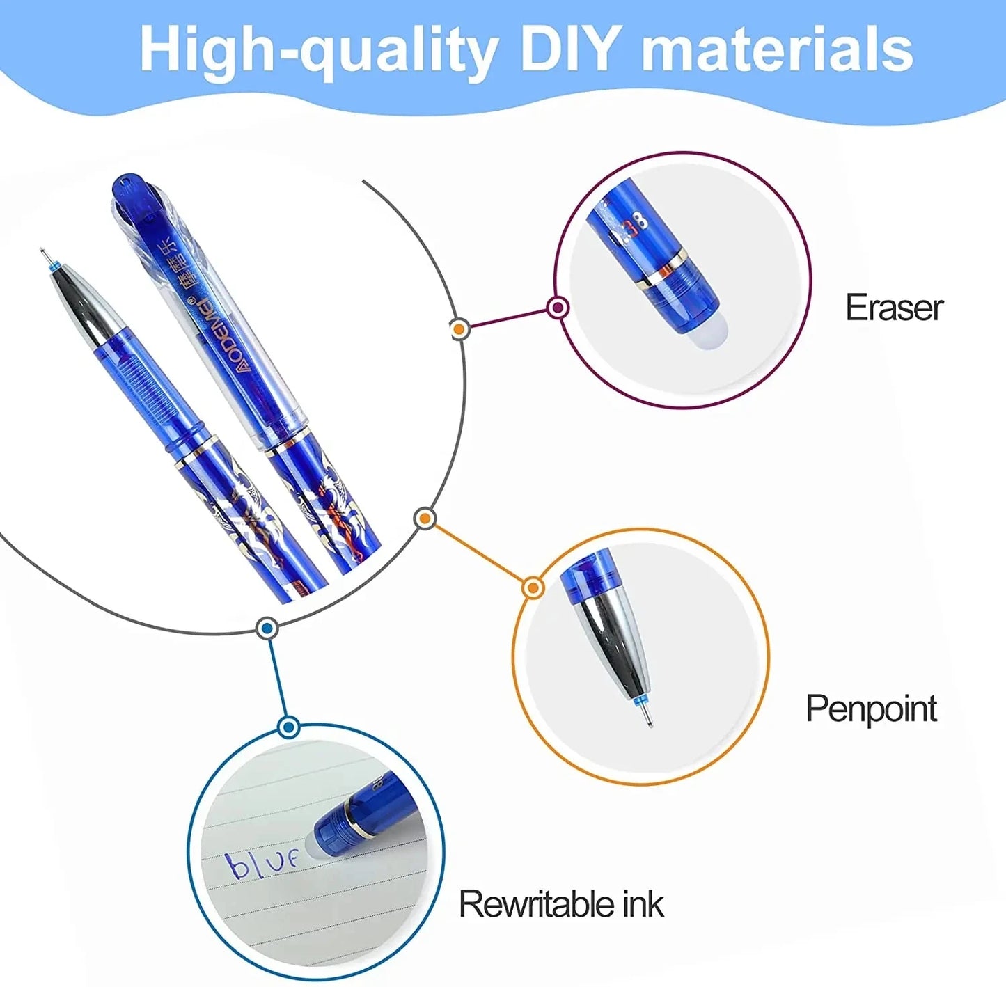 Erasable Gel Pen Set Ballpoint Pens Rod 0.5mm Refills Muti-Colors Ink Washable Handle Stationery School Office Writing Supplies Beauty World Shop