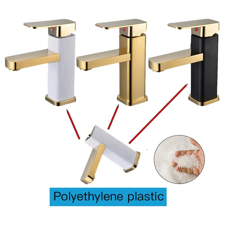 RETHME Gold faucet bathroom faucet metal stainless steel handle hot and cold mixer faucet square faucet beautiful bathroom Beauty World Shop
