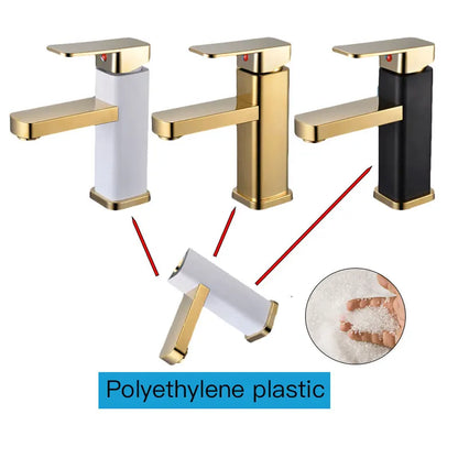RETHME Gold faucet bathroom faucet metal stainless steel handle hot and cold mixer faucet square faucet beautiful bathroom Beauty World Shop