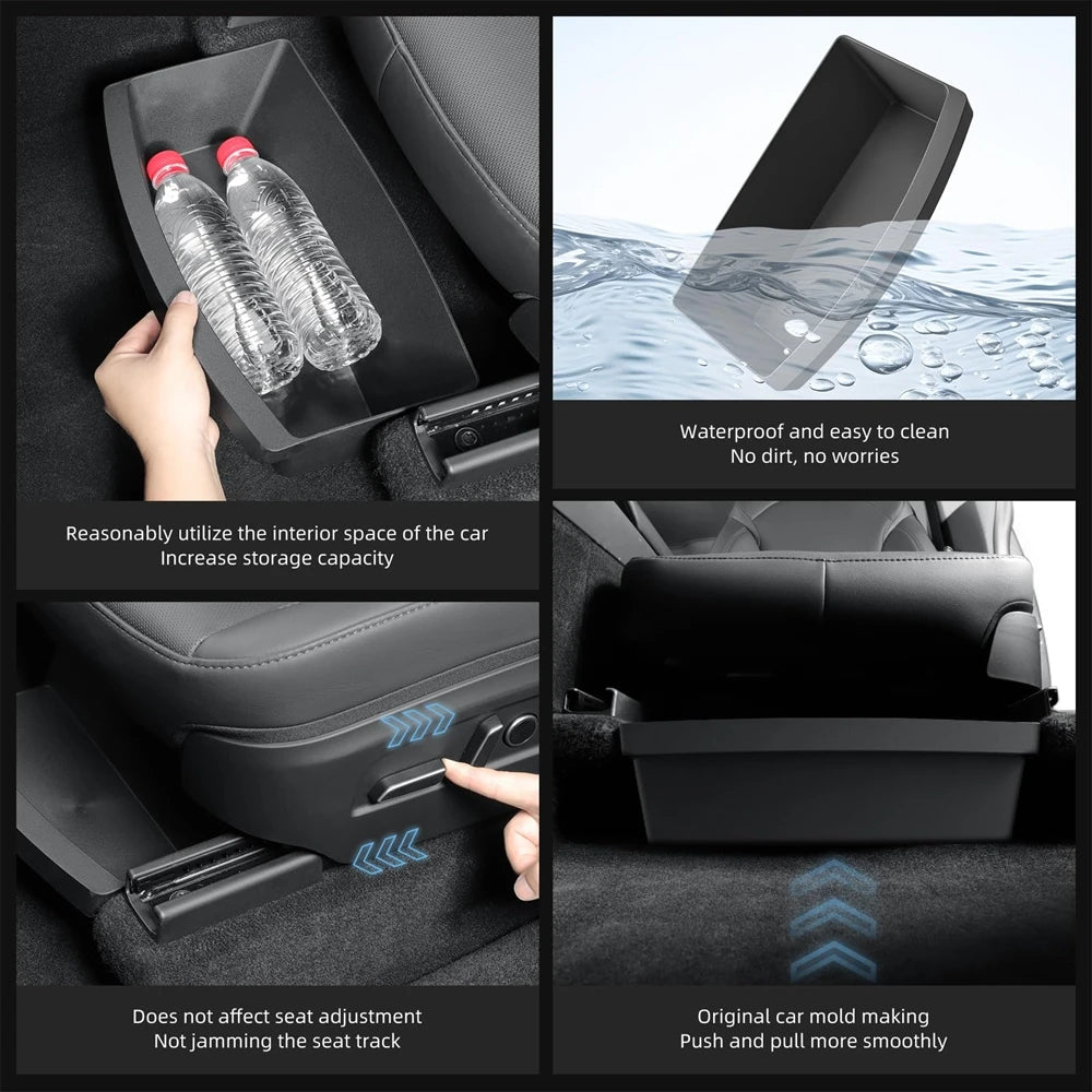 For Tesla New Model Y 2025 Juniper Launch Under Seat Storage Box Case Car Seat Organizer Vehicle Underseat Drawer Tray Accessory Beauty World Shop