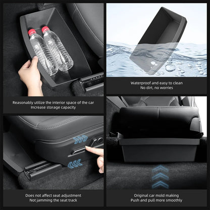 For Tesla New Model Y 2025 Juniper Launch Under Seat Storage Box Case Car Seat Organizer Vehicle Underseat Drawer Tray Accessory Beauty World Shop