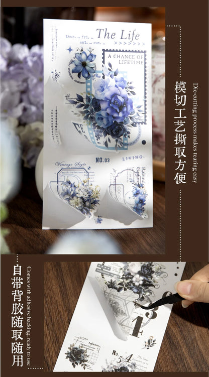 Journal GO 6pcs Flower Shadow Decorative Sticker Fresh Plant Flowers Collage Scrapbooking Label Diy Diary Journal Planner Label Beauty World Shop
