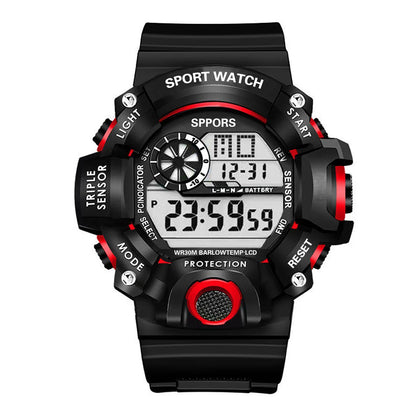 Fashion Men's Watch Sports Electronic Wristwatch Large dial Multifunctional Waterproof Luminous Alarm Kids Male's Military Watch Beauty World Shop
