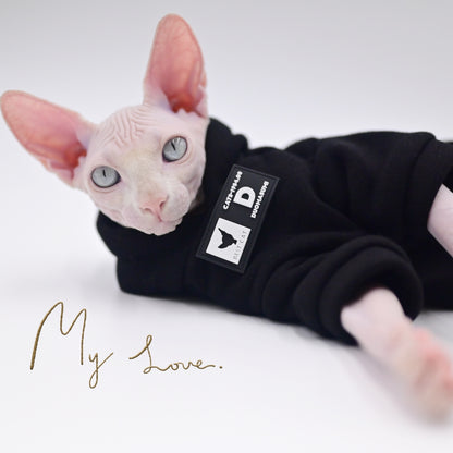 DUOMASUMI Cat Hoodie for Hairless Breeds - Fashion Spring/Fall Pullover for Sphynx, Devon Rex, Cornish Rex& Abyssinian Cats