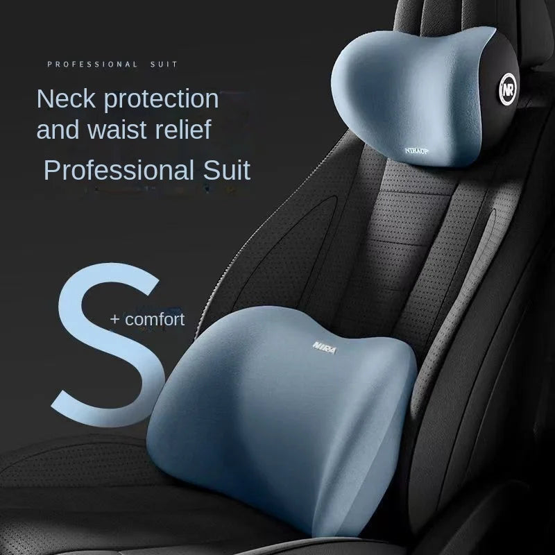 Ergonomic memory foam car seat cushion - suitable for all seasons comfort car headrest - lumbar cushion or headrest or set Beauty World Shop
