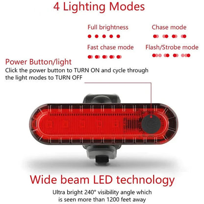 Rechargeable Bike Front Lights Bicycle Taillight MTB Road Bike Light Set Bicycle Headlight Back Rear Lamp Cycling Accessories Beauty World Shop