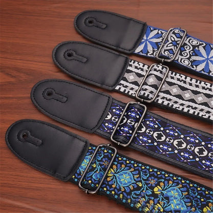 Embroidered Print Guitar Strap Vintage Ethnic Style Adjustable Strap for Folk Electric Guitar Bass Ukulele Guitar Accessories Beauty World Shop