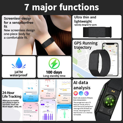 LIGE NO Screen Smart Wristbands With Heart Rate Sleep AI Health Monitor Report Smart Bracelet Incoming Call Notification Watches Beauty World Shop