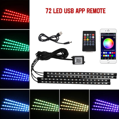 Neon 36 48 72 LED Car Interior Ambient Foot Light Wireless Remote Music APP Control Auto RGB Atmosphere Decorative Lamp Beauty World Shop