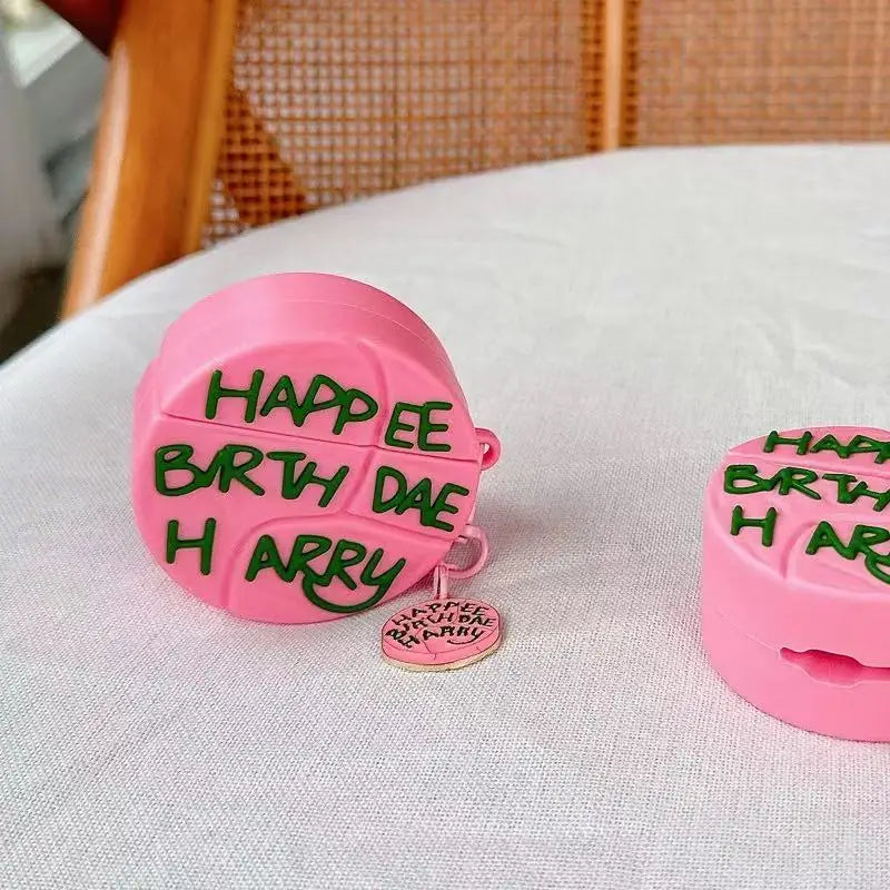 For AirPods 4 3 2 1 Pro Pro2 Earphone Case 3D Pink Birthday Cake Silicone Cartoon Headphone Box With Pendant Cover