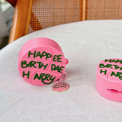 For AirPods 4 3 2 1 Pro Pro2 Earphone Case 3D Pink Birthday Cake Silicone Cartoon Headphone Box With Pendant Cover