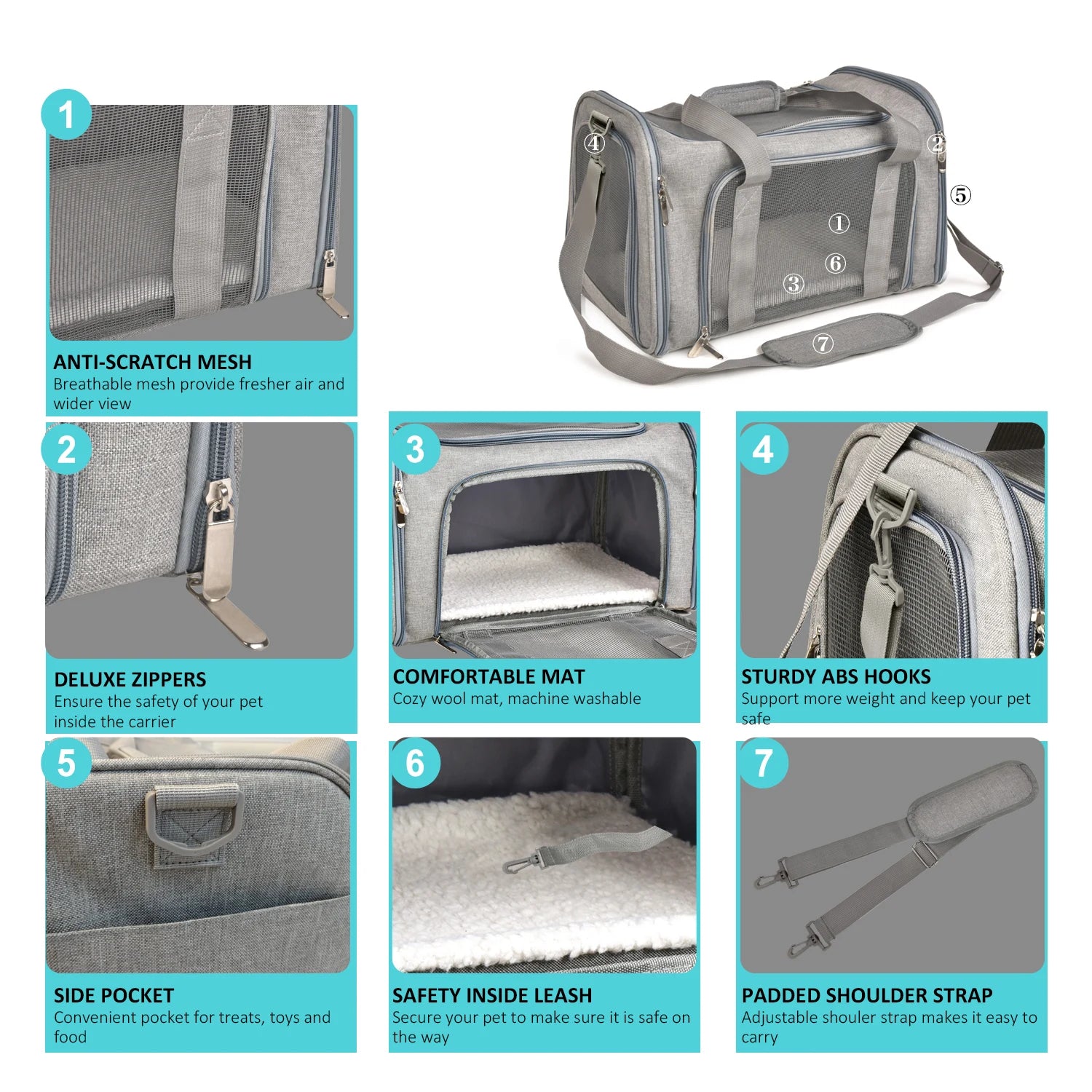 Dog Carrier Bag Soft Side Backpack Cat Pet Carriers Dog Travel Bags Airline Approved Transport For Small Dogs Cats Outgoing Beauty World Shop