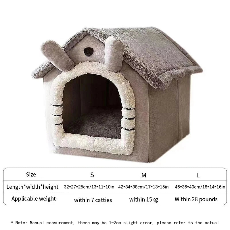 Foldable Pet House Removable Washable Durable Cat House Puppy Sofa Pet Bed House For Extra Small Dogs And Cats Winter Warm Mat