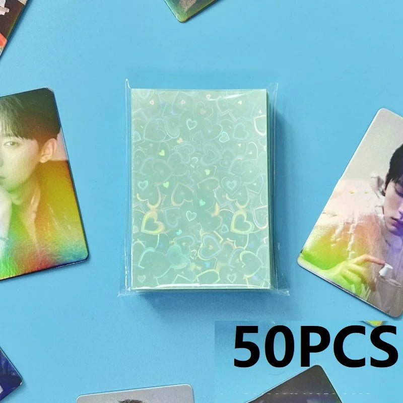 50PCS Heart Sleeves Color Photo Card Sleeve Photocard Holder Kpop Popcorn Sleeves Photo Card Packaging BQ01 Beauty World Shop
