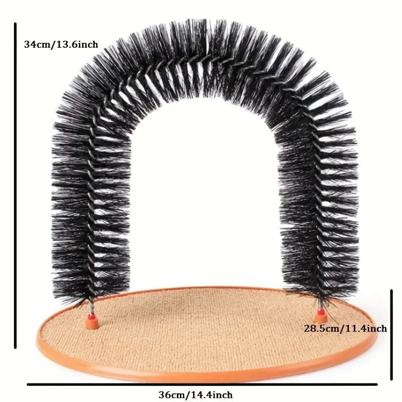 Cat Toy Arch Self Groome Pamper Feline with A Massage Grooming Rubbing Brush with Scratching Pad Toy for Cats Interactive Toys Beauty World Shop
