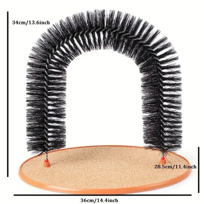 Cat Toy Arch Self Groome Pamper Feline with A Massage Grooming Rubbing Brush with Scratching Pad Toy for Cats Interactive Toys Beauty World Shop