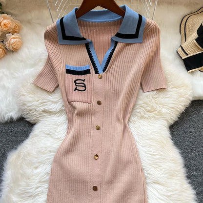 YuooMuoo Brand Fashion Summer Knitted Dress Women 2025 New Y2K Embroidery Long Bodycon Sweater Dress Streetwear Lady Vestidos Beauty World Shop