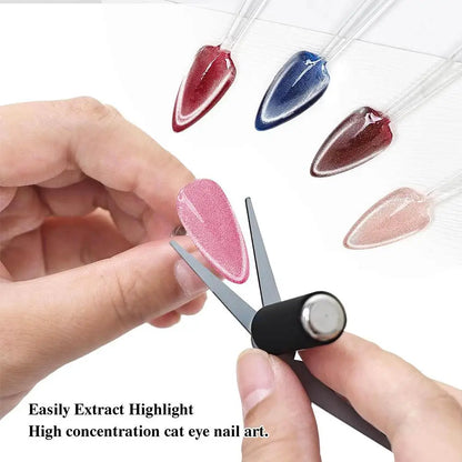 Double-head French Nail Art Magnet Set Cat Eye Magnetic Rod Combination Nail Art DIY V-Shaped Effect Gel Nail Polish Magnet Beauty Trend Shop