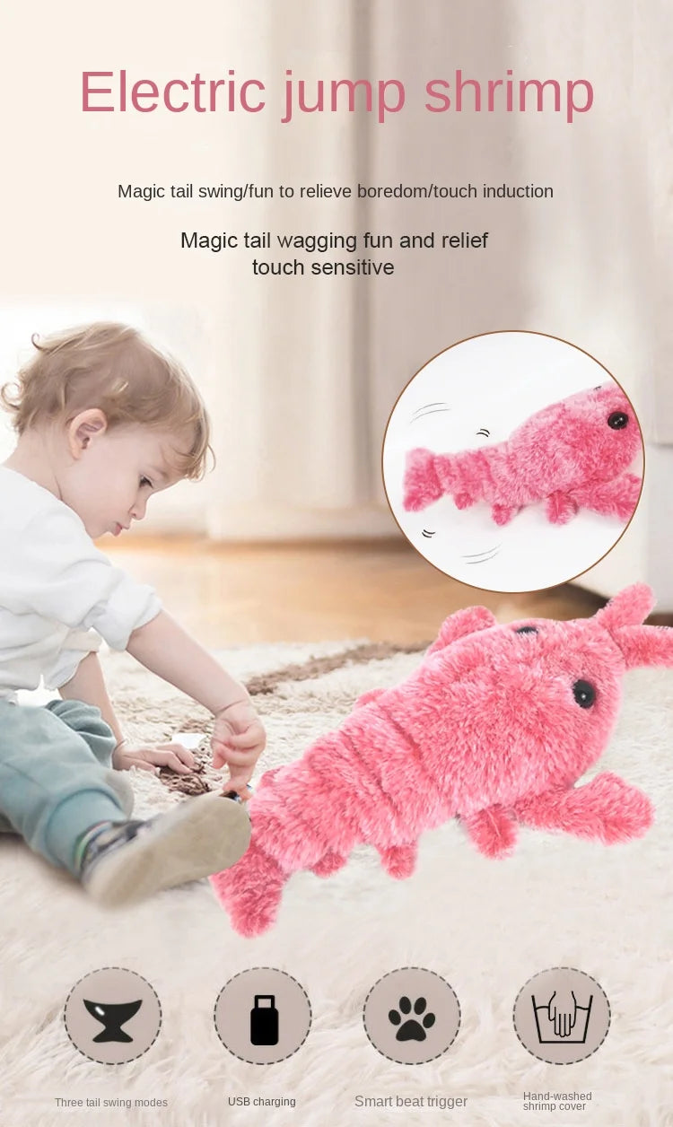 New Cat Toys Electric Lobster USB Rechargeable Simulation Jumping Shrimp Plush Electric Pet Teasing Cat Dogs Toys Pet Supplies Beauty World Shop