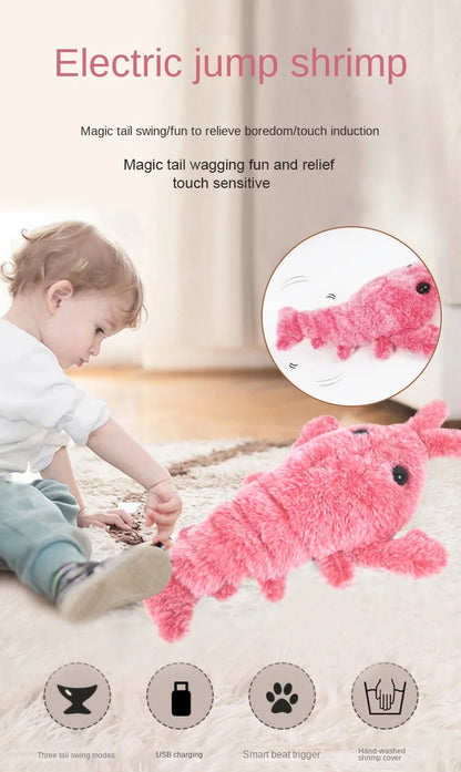 New Cat Toys Electric Lobster USB Rechargeable Simulation Jumping Shrimp Plush Electric Pet Teasing Cat Dogs Toys Pet Supplies Beauty World Shop