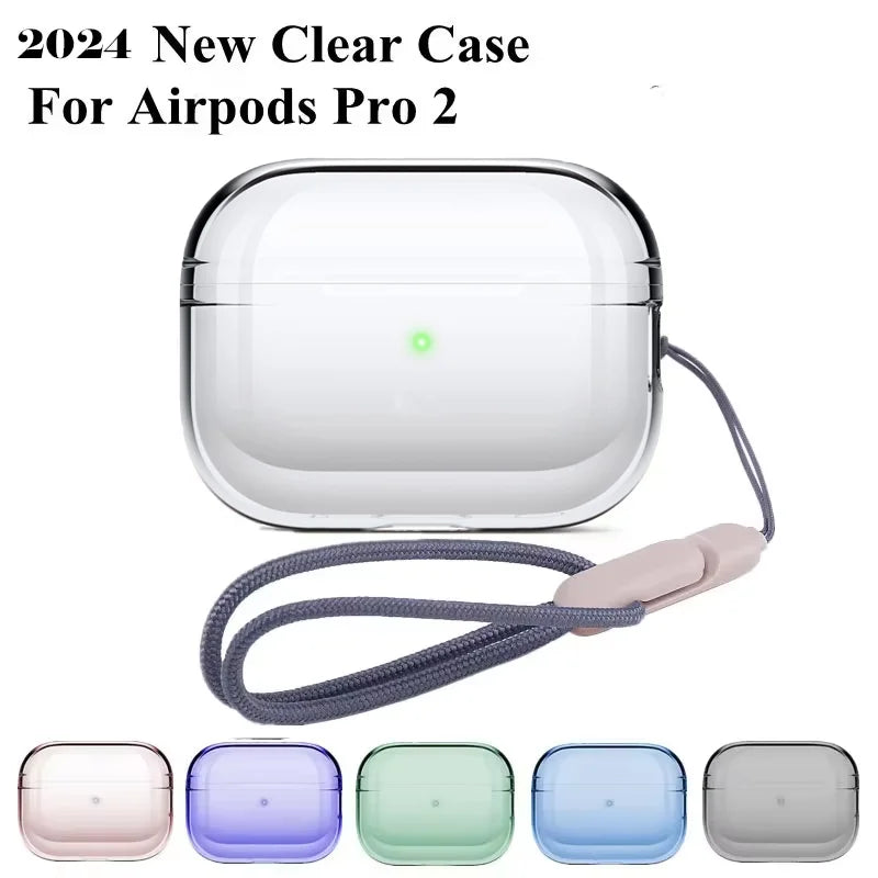 Transparent Protective lanyard Case Cover For Airpods Pro 2 TPU Soft Skin Shockproof Case Cover Designed for Airpods Pro2 Earbud