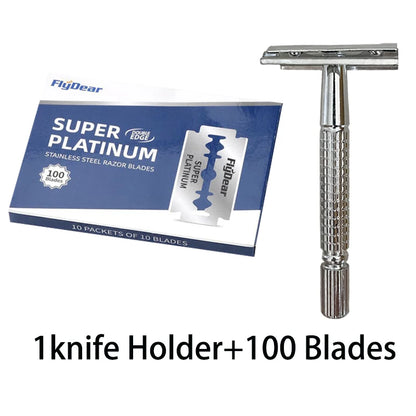 Stainless steel double-sided shaver, men's shaver, sharp blade replaceable, old-fashioned shaver,suitable for hair removal Beauty World Shop