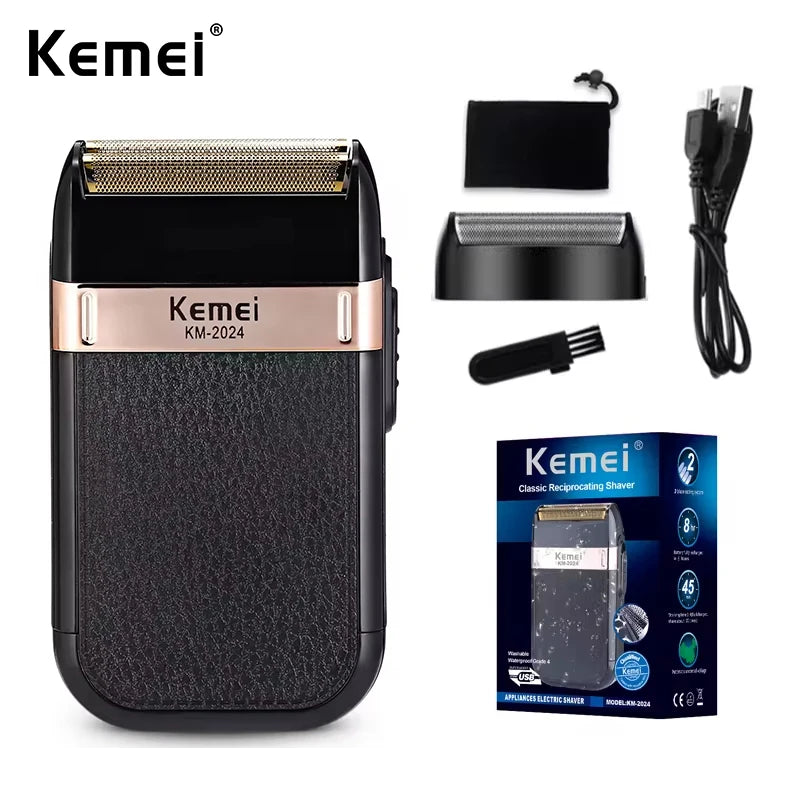 Kemei KM-2024 USB Charging Electric Shaver For Men Reciprocating Twin Blade Razor Shaver Beard Trimmer Shaving Machine Beauty World Shop