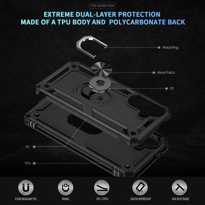 Shockproof Armor For Samsung Galaxy A56 A36 A26 5G Case Phone Case Ring Stand Bumper Silicone Phone Back Cover Beauty World Shop