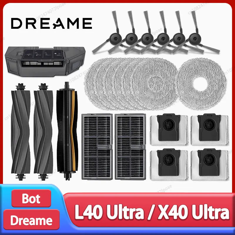 Dreame L40 Ultra / X40 Ultra Vacuum Cleaner Replacement Accessories Main Side Brush HEPA Filter Mop Cloths Dust Bag Spare Parts Beauty World Shop