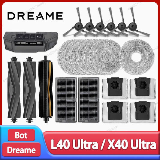 Dreame L40 Ultra / X40 Ultra Vacuum Cleaner Replacement Accessories Main Side Brush HEPA Filter Mop Cloths Dust Bag Spare Parts Beauty World Shop