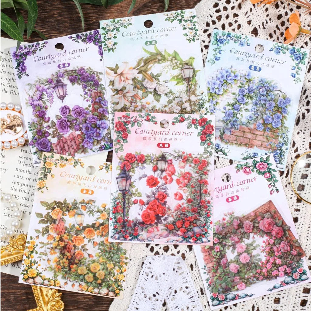 30 Pcs Flowers Corner Stickers PET sticker package DIY diary decoration sticker album scrapbooking Junk Journal Beauty World Shop