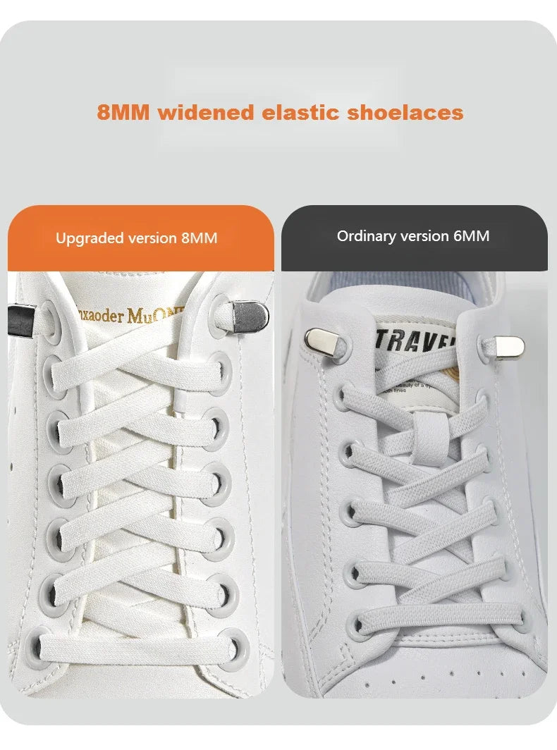 No tie Shoelaces for Shoes 8MM Flat Elastic laces Sneakers Kids Adult Quick Shoelace without ties Shoe Accessories Beauty World Shop