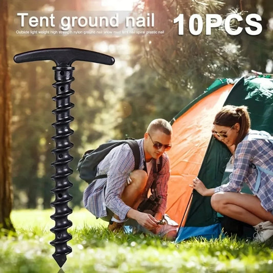 10 Pcs/Pack Outdoor Camping Tent Pegs Ground Nails Screw Anchor Stakes Pegs Hiking Tent Stakes Pins Tent Accessories Beauty World Shop