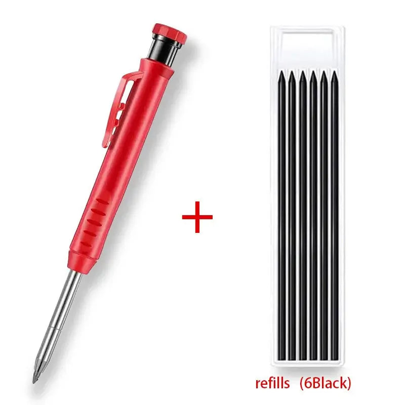 Solid Carpenter Pencil With Refill Lead And Built-in Sharpener For Deep Hole Mechanical Pencil Scribing Marking Woodworking Tool Beauty World Shop