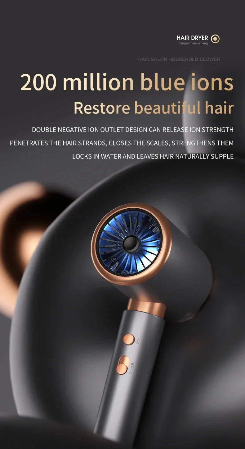 HOMEFISH 2000W Salon Hair Dryer with Hot/Cold Air Brush Negative Ionic Technology 5th Gear Strong Power Hairdryer without Comb Beauty World Shop