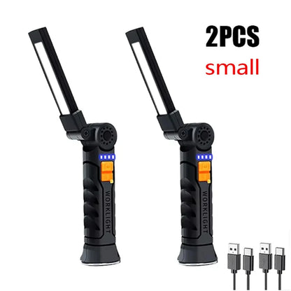 Portable COB LED Flashlight USB Rechargeable Work Light Magnetic Lanterna Hanging Lamp with Built-in Battery Camping Torch Beauty World Shop