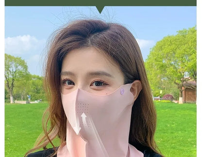 Women Summer UV Protection Neck Scarf Ice Silk Face Mask Cover Outdoor Wrap Cover Sports Cycling Sun Proof Sunscreen Dustproof Beauty World Shop