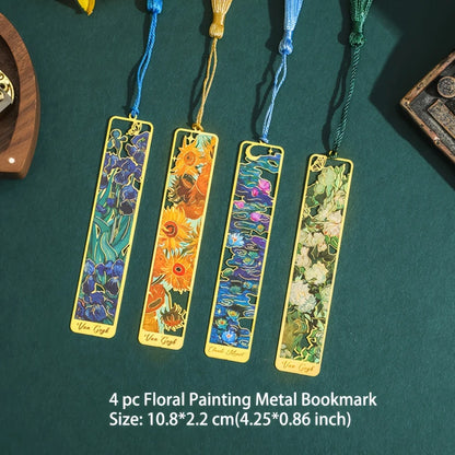 Vintage Oil Painting Metal Bookmarks - Hollow Hot Stamping Long Tassel Bookmarks - Stationery Gifts for Book Clubs, Book Lovers, Beauty World Shop