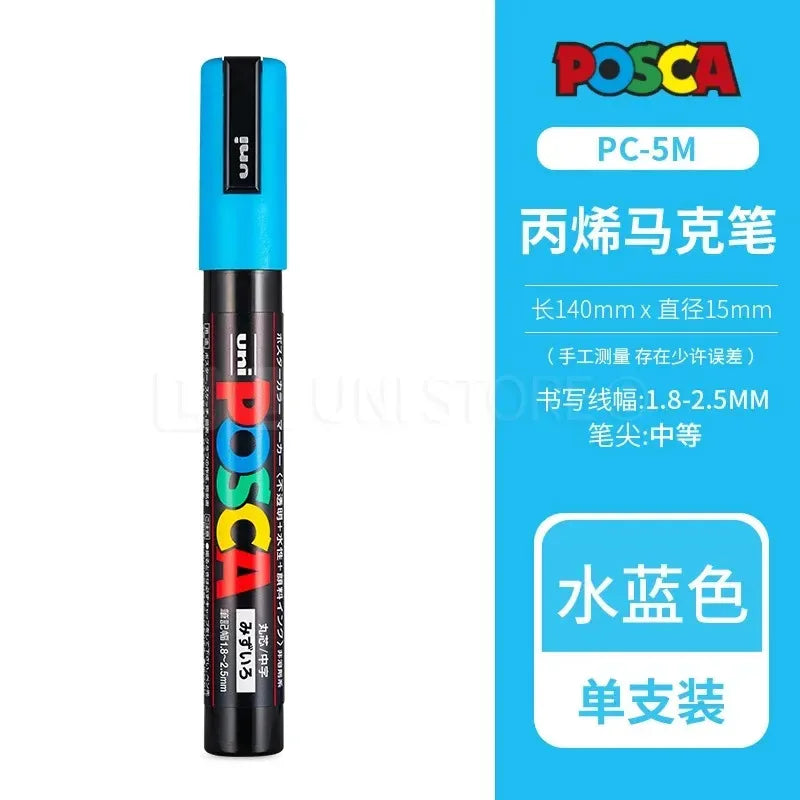 Uni Posca Full Marker PC-1M 3M 5M Multi-Colours Acrylic Permanente Rotulador Poster Graffiti Painting Pen For Fabric Rock Metal Beauty World Shop