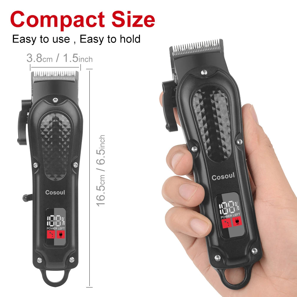 Cosoul Hair Clipper Compact Size Hair Trimmer Electric Beard Trimmer LED Display Hair Length Adjustable Big Capacity Battery Beauty World Shop