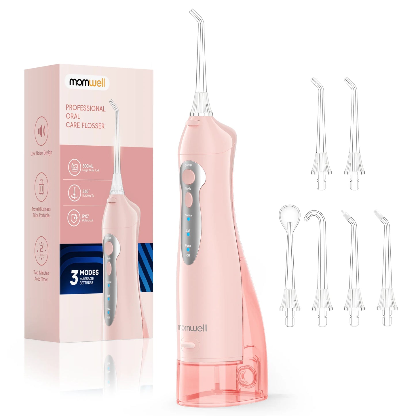 D52 Portable Cordless Water Flosser USB Rechargeable Water Jet Floss Tooth Pick 6 Jet Tip 300ml 3 Modes Teeth Clean for Travel Beauty World Shop