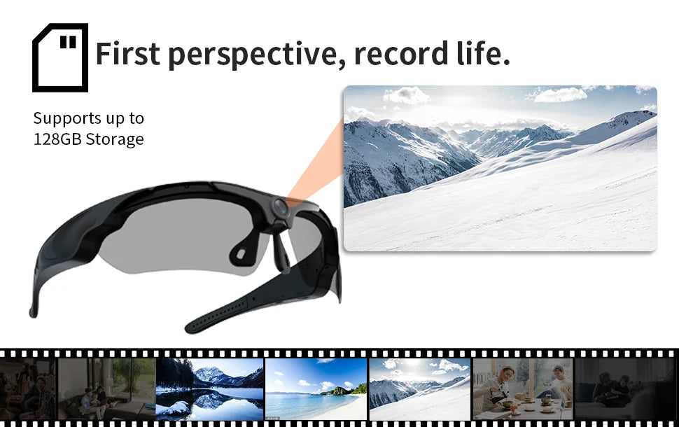 Wearable HD 1080P Camera Outdoor Cycling Glasses Polarized Lens Smart Camcorder Security Protection Video Record Smart Camera