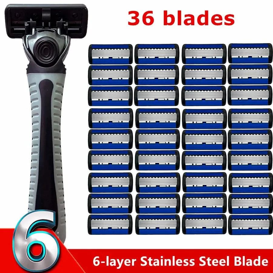 Razor Classic 6 Layer Safety Razor for Mens Shaving&Womens Hair Removal Shaving Blades Manual Shaver Beauty World Shop