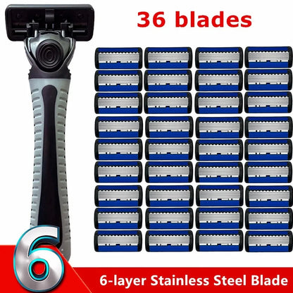 Razor Classic 6 Layer Safety Razor for Mens Shaving&Womens Hair Removal Shaving Blades Manual Shaver Beauty World Shop