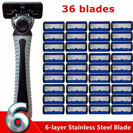 Razor Classic 6 Layer Safety Razor for Mens Shaving&Womens Hair Removal Shaving Blades Manual Shaver Beauty World Shop
