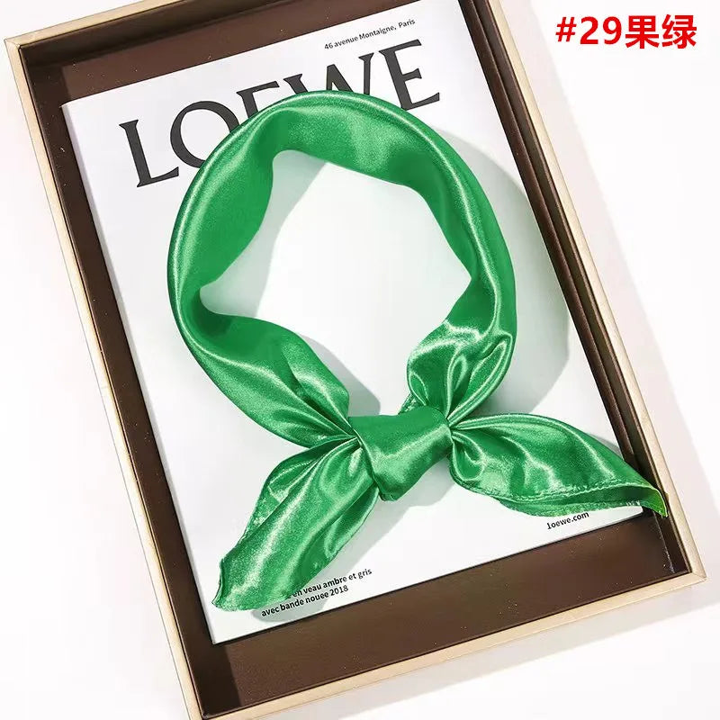 New Solid 60x60cm Square Scarf Single Imitation Silk Bright Light And Satin Performance Scarves Party Gift Beauty World Shop