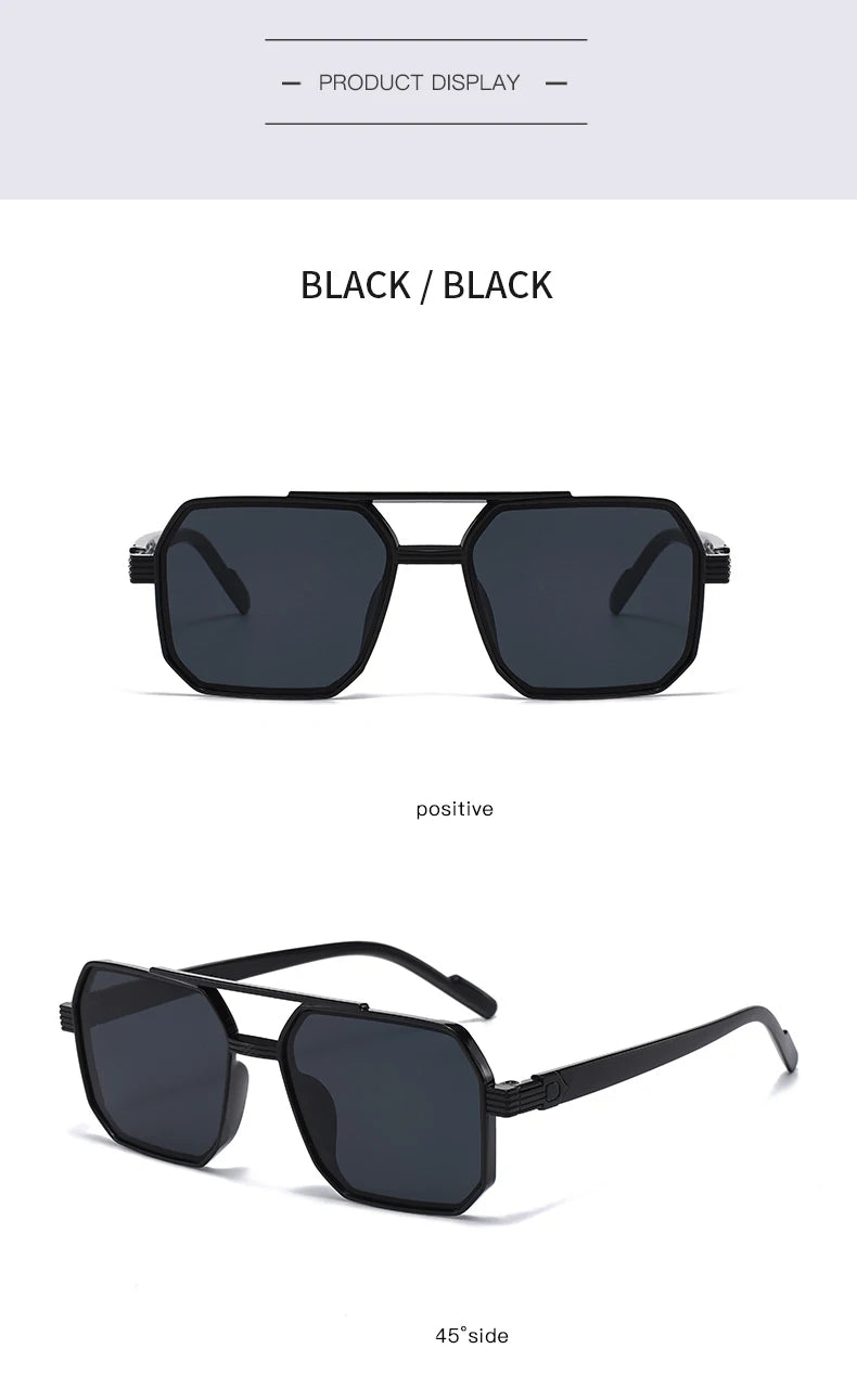 Hiking New Fashion Double Beam Polygonal Anti Light Glasses Retro Personalized Trendy Large Frame Eyewear European and American Beauty World Shop