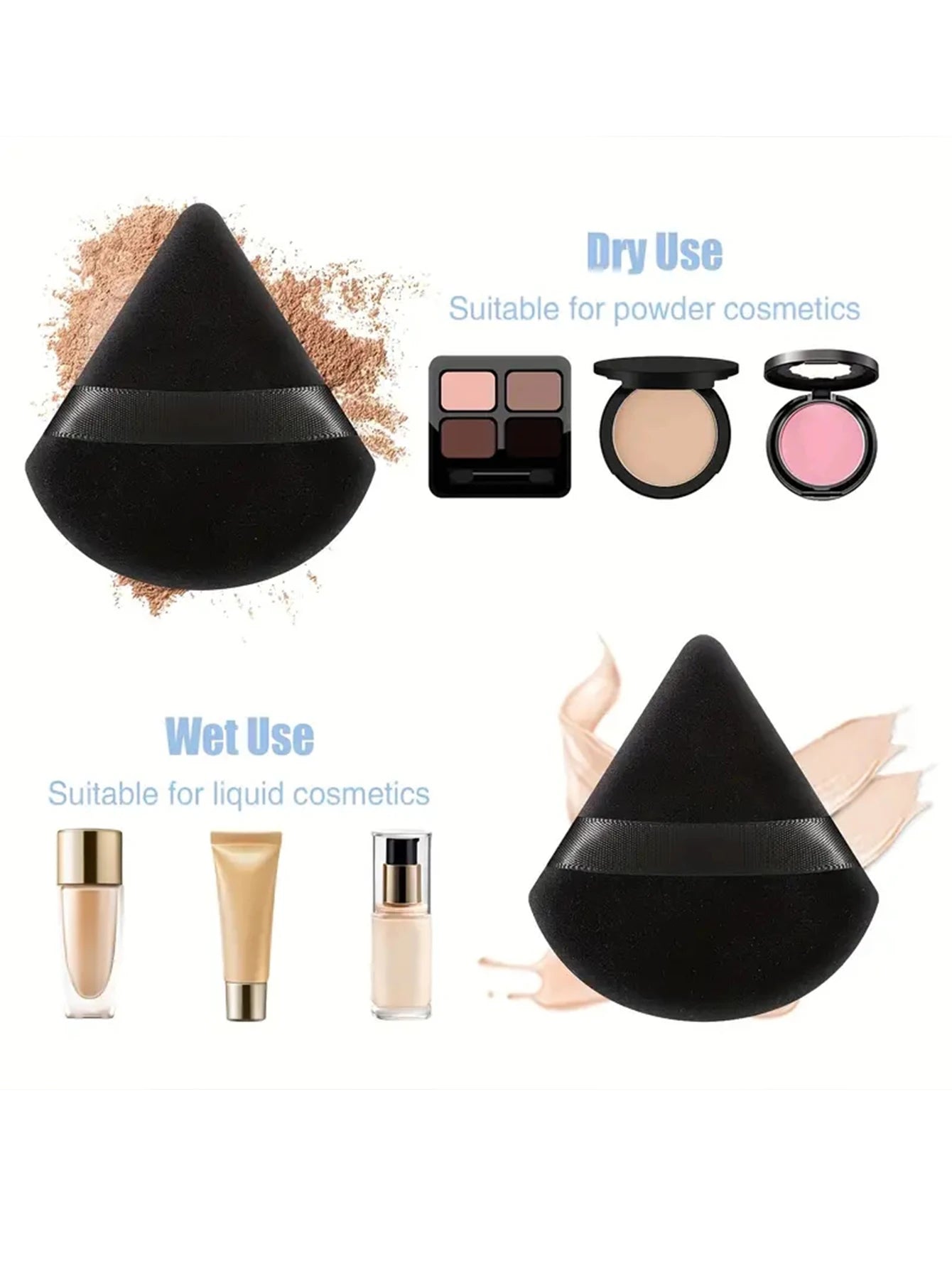 2Pcs/100Pcs  Triangle Powder Puff For Loose Powder Liquid Cosmetic Soft Plush Powder Puff Makeup Foundation Puff Makeup Tool Beauty World Shop