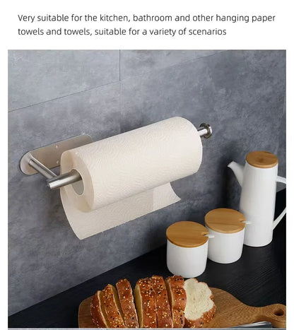 Kitchen Paper Towel Holder Adhesive Tissue Hanger Toilet Roll Paper Dispenser Cabinet Storage Napkin Rack Bathroom Accessories Beauty World Shop